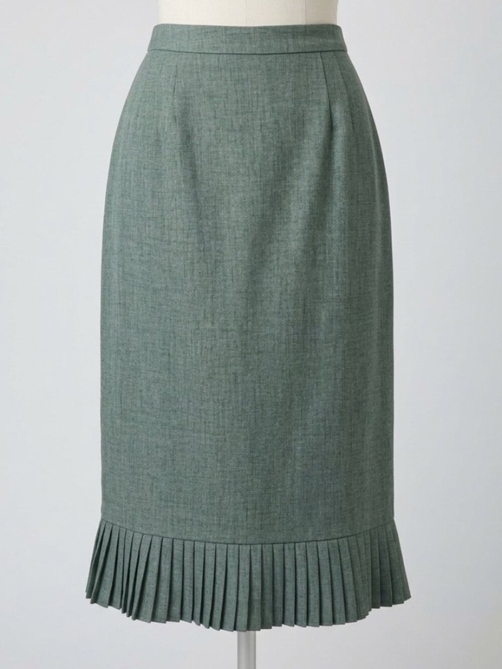 VTG Evan Picone Pencil Skirt Teal with Ruffle trim Lined 12 40's 80's inspired